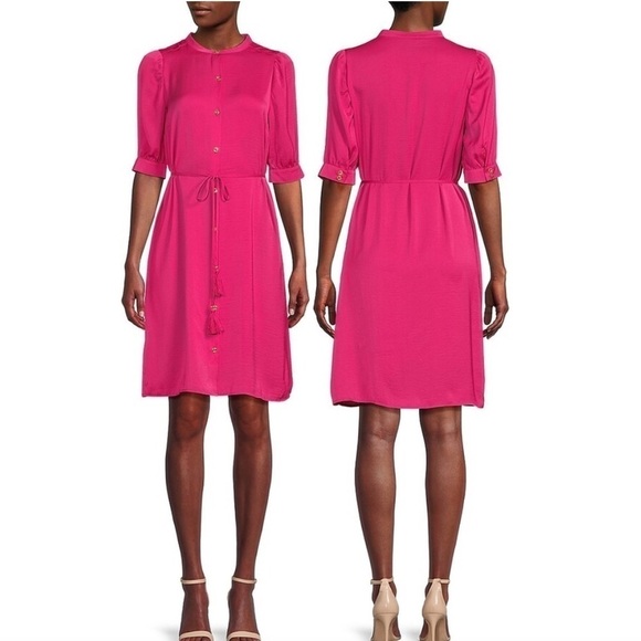 NEW with tags H by Halston Tassel Belted Button Down Dress - Picture 1 of 6